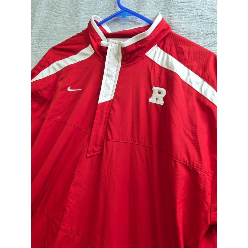 Rutgers Scarlet Knights Track Jacket Mens L Red Nike Football Logo Quarter Zip